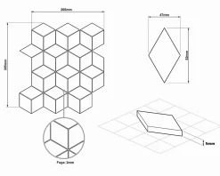 Ilcom Mosaïque Pour Wc|Mosaïque<Mosaïque sur résille pour salle de bain et cuisine en céramique 26.5 cm x 30.5 cm - Black geometric cubes