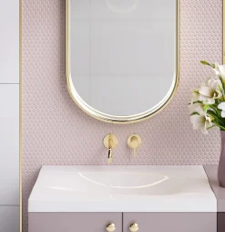 Ilcom Mosaïque|Mosaïque Pour Douche<Mosaïque sur résille pour salle de bain et cuisine en céramique 29.3 cm x 31.7 cm - Pink panther