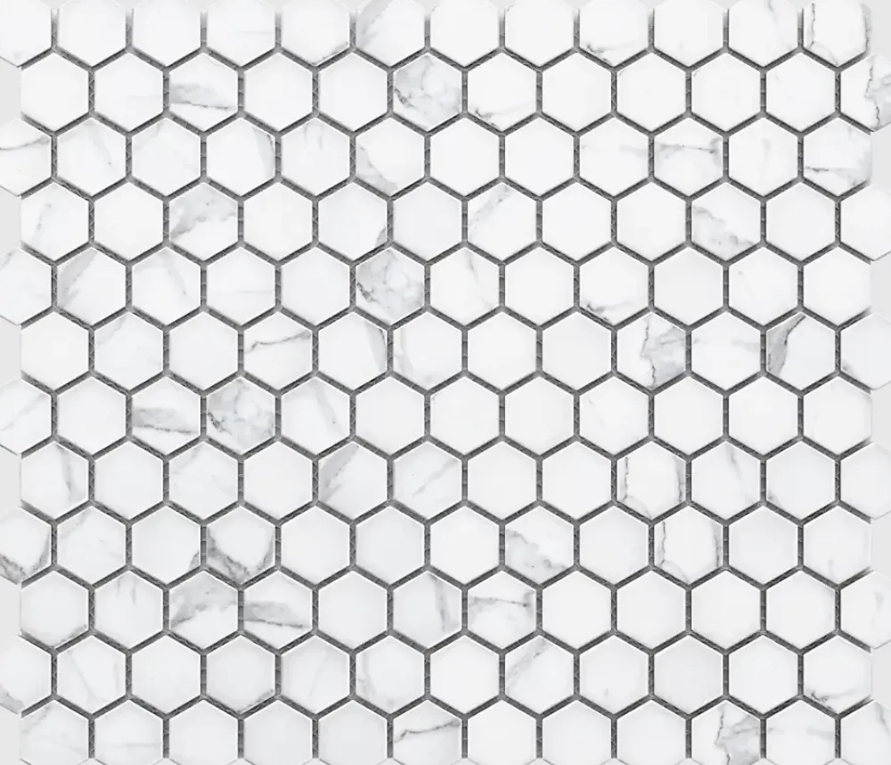 Ilcom Mosaïque sur résille pour salle de bain et cuisine en céramique 30 cm x 26 cm - Marble hive- Mosaïque Pour Douche