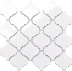 Ilcom Mosaïque|Mosaïque Pour Salle De Bains<Mosaïque sur résille pour salle de bain et cuisine en céramique 27.5 cm x 25.2 cm - White arabesque