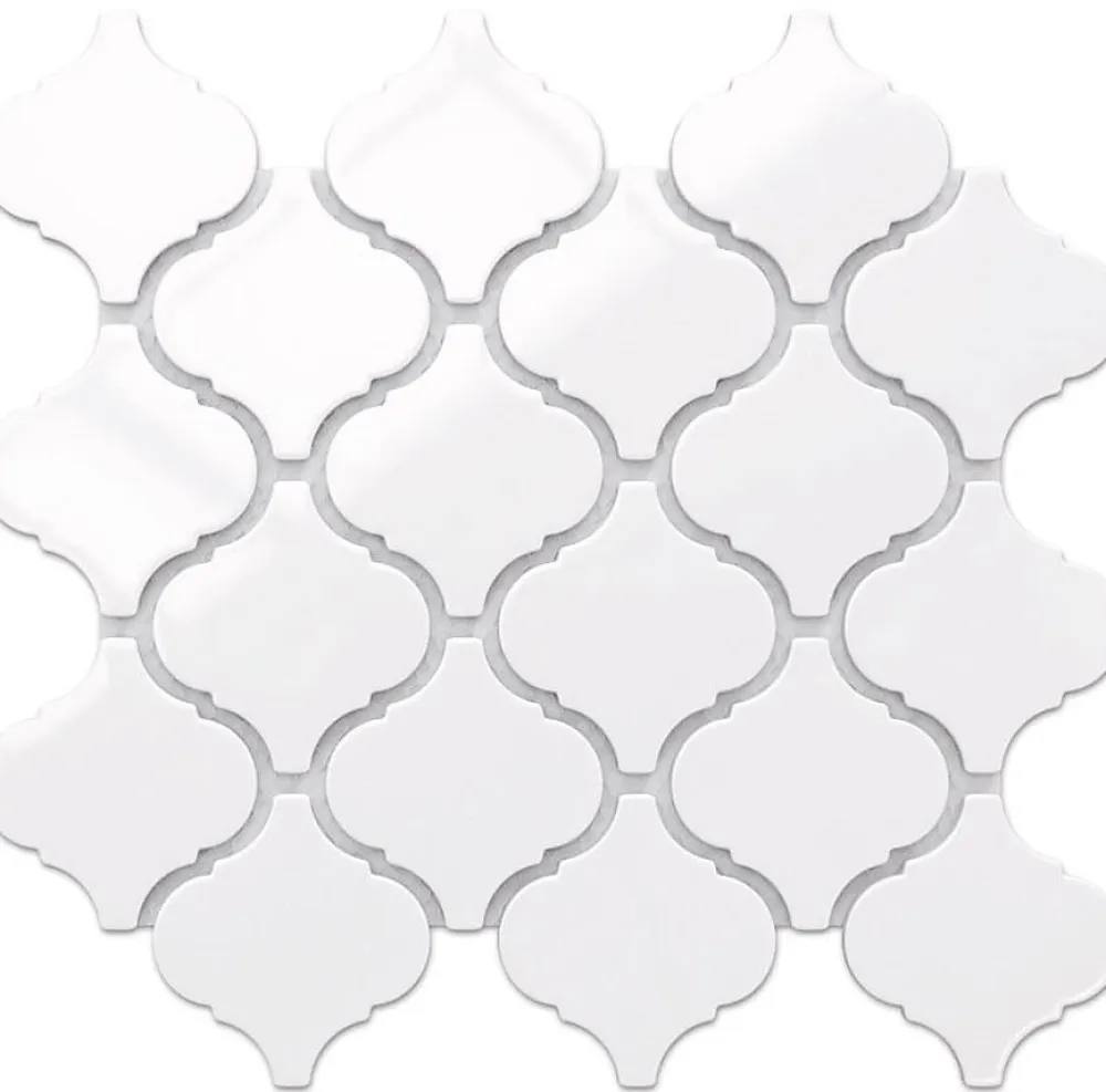 Ilcom Mosaïque|Mosaïque Pour Salle De Bains<Mosaïque sur résille pour salle de bain et cuisine en céramique 27.5 cm x 25.2 cm - White arabesque