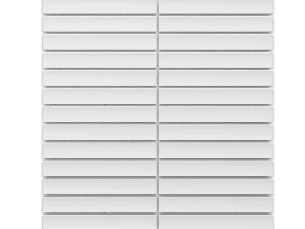 Ilcom Mosaïque sur résille pour salle de bain et cuisine en céramique 29.6 cm x 30 cm - Matt white piano- Mosaïque