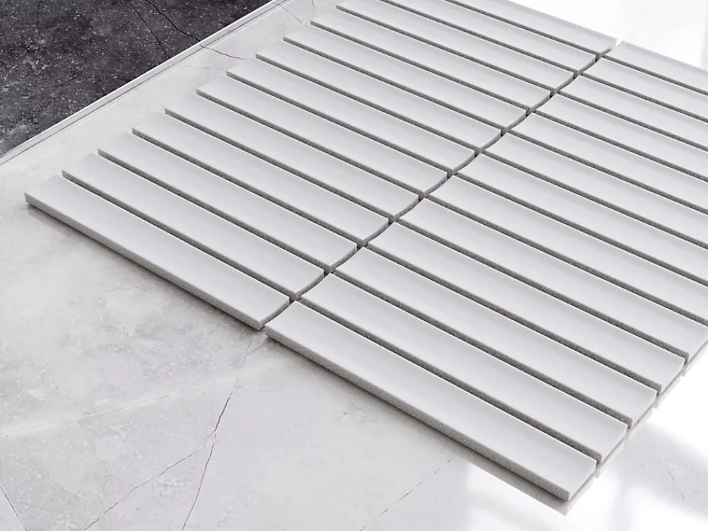Ilcom Mosaïque sur résille pour salle de bain et cuisine en céramique 29.6 cm x 30 cm - Matt white piano- Mosaïque