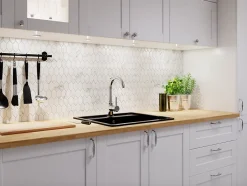Ilcom Mosaïque Pour Pièce À Vivre|Mosaïque<Mosaïque sur résille pour salle de bain et cuisine en verre 25 cm x 25.6 cm - Elegant white statuary