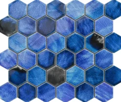 Ilcom Mosaïque sur résille pour salle de bain et cuisine en céramique 31.2 x 27 cm- Mixed ocean hive- Mosaïque Pour Salle De Bains|Mosaïque