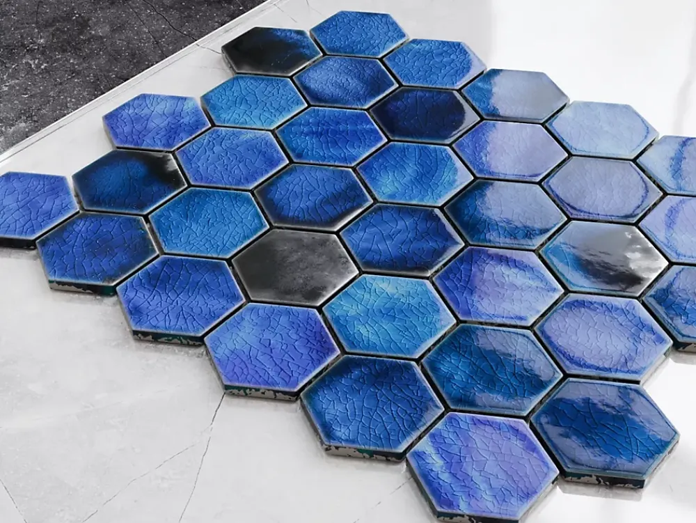 Ilcom Mosaïque sur résille pour salle de bain et cuisine en céramique 31.2 x 27 cm- Mixed ocean hive- Mosaïque Pour Salle De Bains|Mosaïque