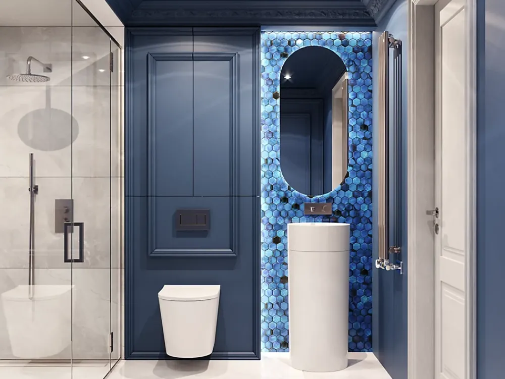 Ilcom Mosaïque sur résille pour salle de bain et cuisine en céramique 31.2 x 27 cm- Mixed ocean hive- Mosaïque Pour Salle De Bains|Mosaïque