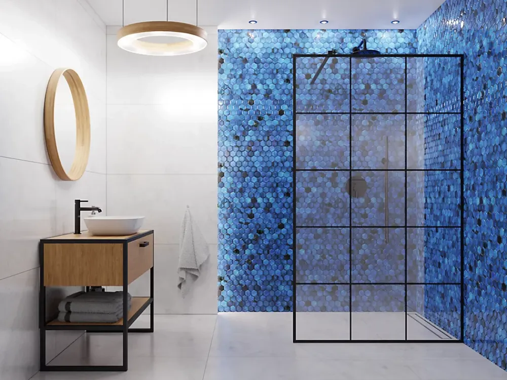 Ilcom Mosaïque sur résille pour salle de bain et cuisine en céramique 31.2 x 27 cm- Mixed ocean hive- Mosaïque Pour Salle De Bains|Mosaïque