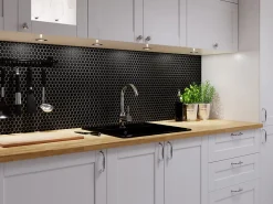 Ilcom Mosaïque Pour Pièce À Vivre|Mosaïque<Mosaïque sur résille pour salle de bain et cuisine en céramique 30 cm x 26 cm- Matt black hive