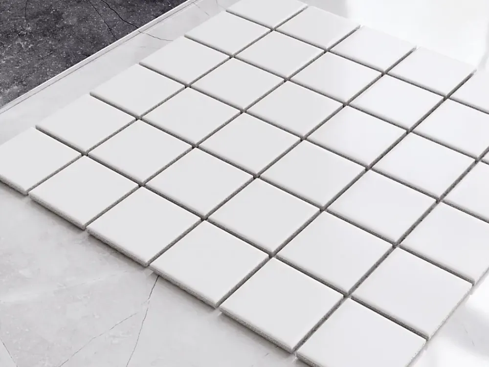 Ilcom Mosaïque Pour Douche|Mosaïque<Mosaïque sur résille pour salle de bain et cuisine en céramique 30.2 cm x 30.2 cm - White chaturanga