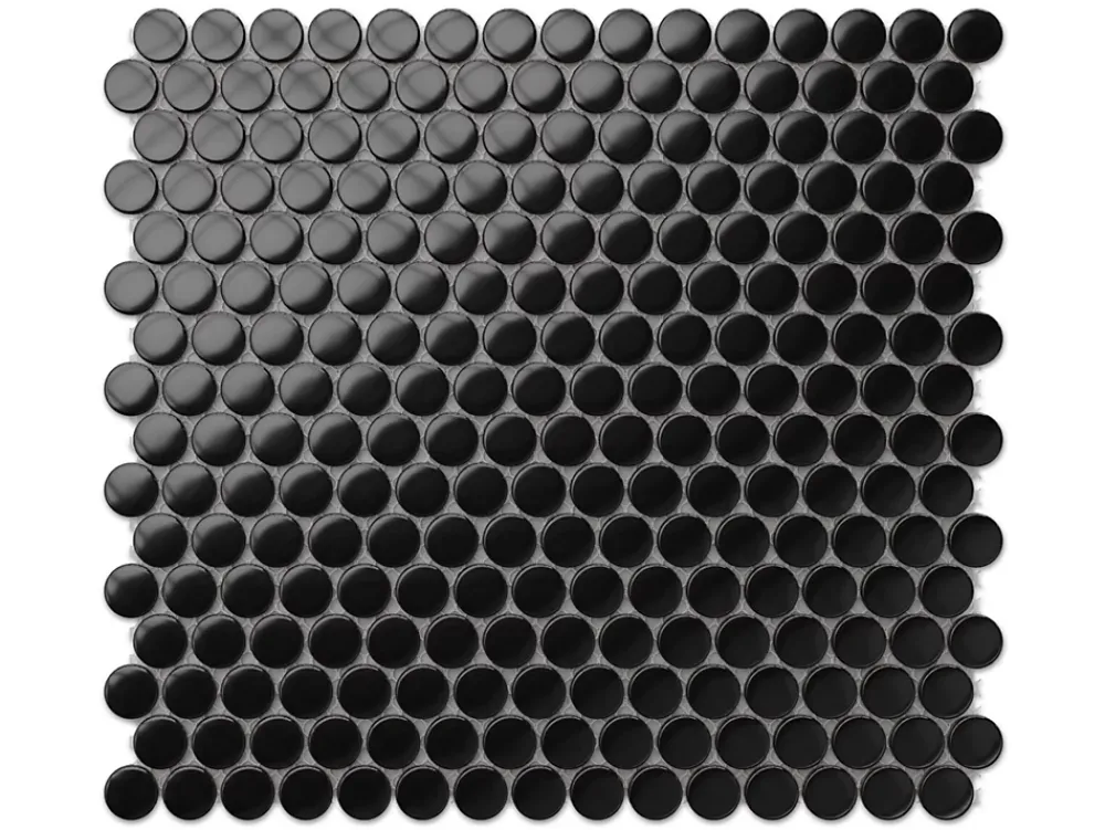 Ilcom Mosaïque sur résille pour salle de bain et cuisine en céramique 31.7 cm x 29.3 cm- Black dots- Mosaïque Pour Douche|Mosaïque Pour Wc