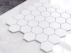 Ilcom Mosaïque Pour Salle De Bains|Mosaïque<Mosaïque sur résille pour salle de bain et cuisine en céramique 29.7 cm x 26.2 cm - White hexagon