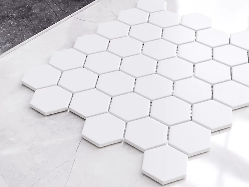 Ilcom Mosaïque Pour Salle De Bains|Mosaïque<Mosaïque sur résille pour salle de bain et cuisine en céramique 29.7 cm x 26.2 cm - White hexagon
