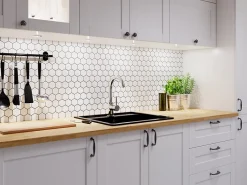 Ilcom Mosaïque Pour Salle De Bains|Mosaïque<Mosaïque sur résille pour salle de bain et cuisine en céramique 29.7 cm x 26.2 cm - White hexagon