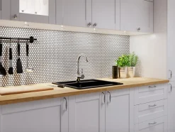 Ilcom Mosaïque<Mosaïque sur résille pour salle de bain et cuisine en céramique 31.7 cm x 29.3 cm - Matt white dot