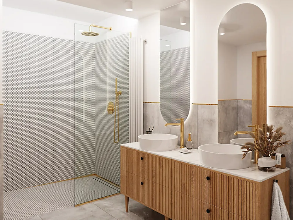 Ilcom Mosaïque<Mosaïque sur résille pour salle de bain et cuisine en céramique 31.7 cm x 29.3 cm - Matt white dot