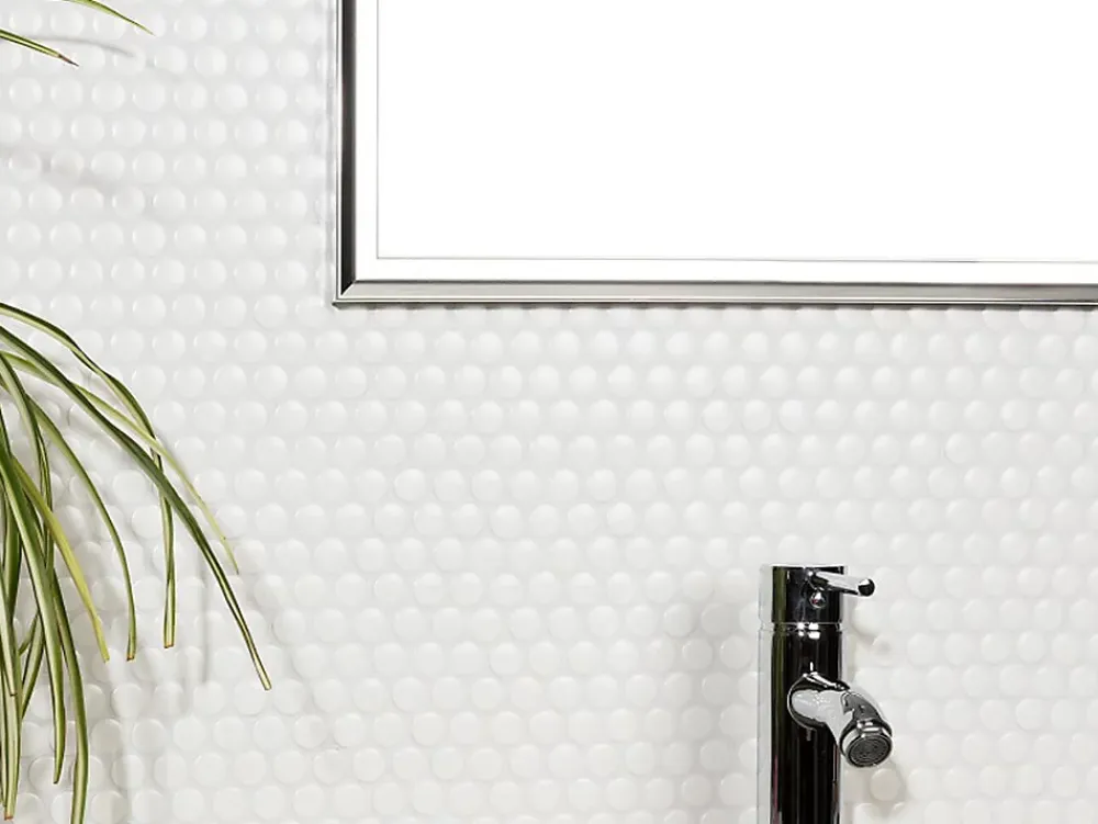 Ilcom Mosaïque<Mosaïque sur résille pour salle de bain et cuisine en céramique 31.7 cm x 29.3 cm - Matt white dot