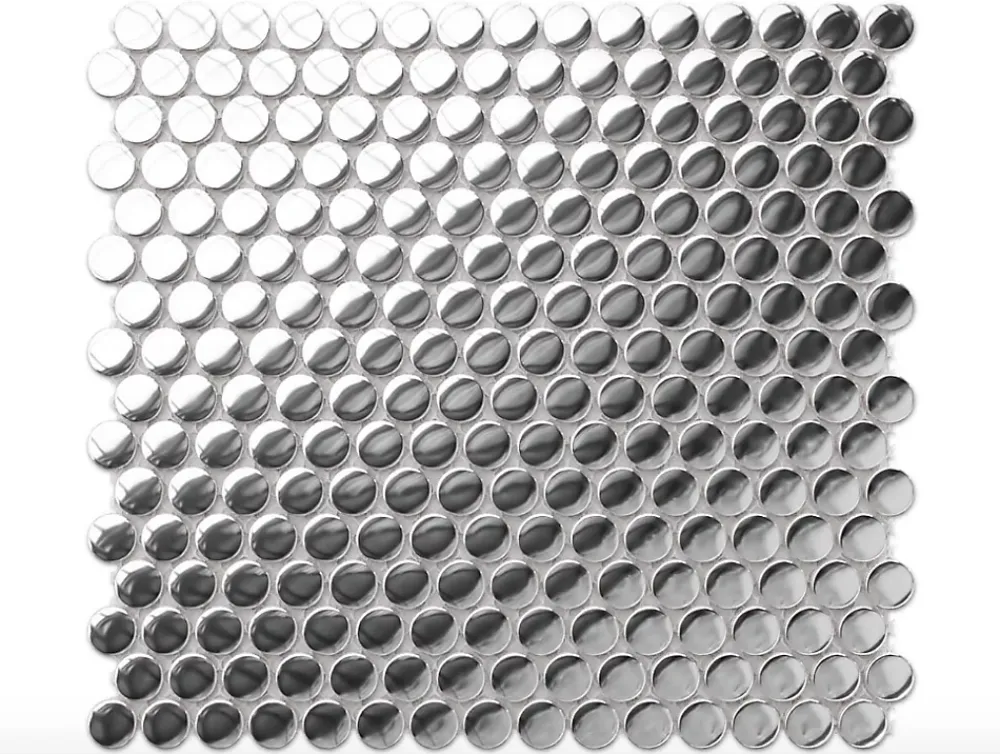 Ilcom Mosaïque sur résille pour salle de bain et cuisine en céramique 31.7 cm x 29.3 cm - Silver dots- Mosaïque Pour Salle De Bains
