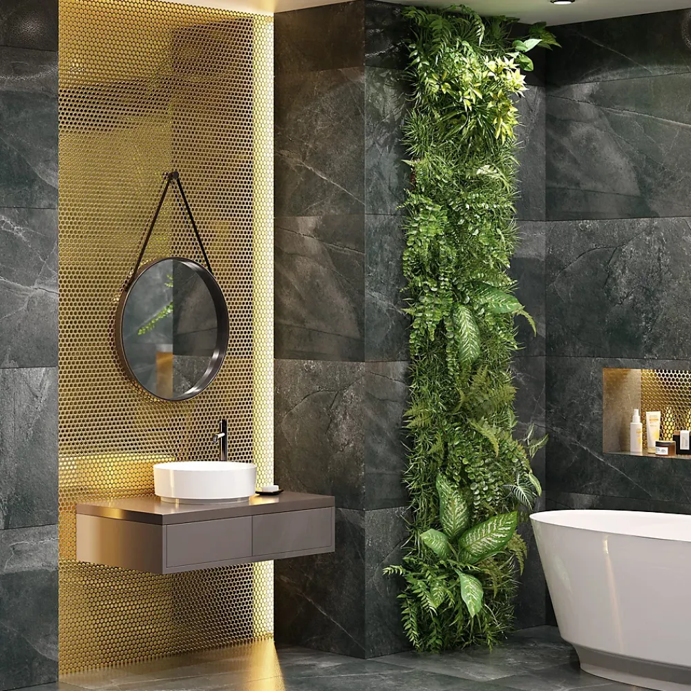Ilcom Mosaïque<Mosaïque sur résille pour salle de bain et cuisine en céramique 29.3 cm x 31.7 cm - Golden drops
