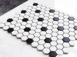 Ilcom Mosaïque sur résille pour salle de bain et cuisine en céramique 30 cm x 26 cm - White honey- Mosaïque Pour Douche