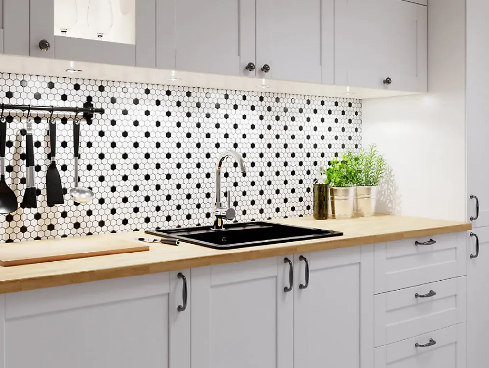 Ilcom Mosaïque sur résille pour salle de bain et cuisine en céramique 30 cm x 26 cm - White honey- Mosaïque Pour Douche