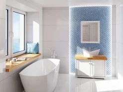 Ilcom Mosaïque sur résille pour salle de bain et cuisine en céramique - 28.2 cm x 25.2 cm - Blue arabesque- Mosaïque