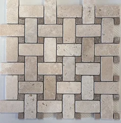 Albedo Pierre Mosaïque Tissage panier en Travertin Ivoire - Noçe- Mosaïque Pour Douche