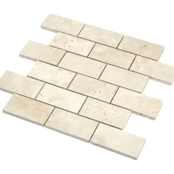 Decoon Mosaïque Travertin - Beige Adouci - Barrettes- Mosaïque Pour Wc|Mosaïque Pour Salle De Bains