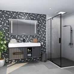 GoodHome Mosaïque Urda noir et blanc 30 x 30 cm- Mosaïque Pour Salle De Bains|Mosaïque Pour Wc