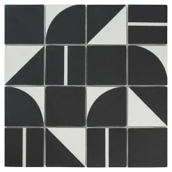 GoodHome Mosaïque Urda noir et blanc 30 x 30 cm- Mosaïque Pour Salle De Bains|Mosaïque Pour Wc