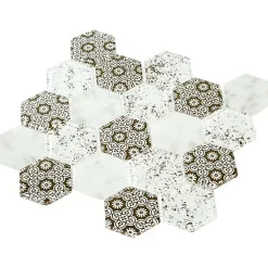 Decoon Mosaïque Verre - Mix Brown Déco - Hexagones- Mosaïque Pour Wc