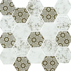 Decoon Mosaïque Verre - Mix Brown Déco - Hexagones- Mosaïque Pour Wc