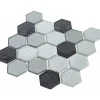 Decoon Mosaïque Verre - Mix Gris - Hexagones- Mosaïque Pour Pièce À Vivre