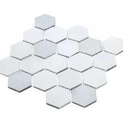 Decoon Mosaïque Verre - Mix Gris - Hexagones- Mosaïque Pour Pièce À Vivre