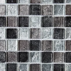 Decoon Mosaïque Verre - Mix Gris - 2.3 x 2.3 cm- Mosaïque Pour Pièce À Vivre|Mosaïque Pour Salle De Bains