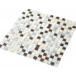 Decoon Mosaïque Verre / Pierre - Nacre - 1.5 x 1.5 cm- Mosaïque Pour Douche
