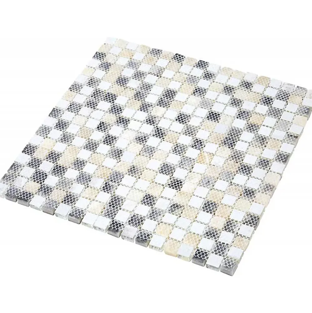 Decoon Mosaïque Verre / Pierre - Nacre - 1.5 x 1.5 cm- Mosaïque Pour Douche