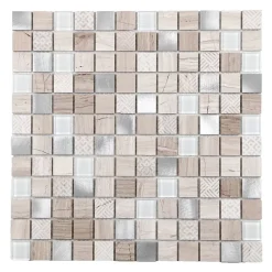 Mat Inter Mosaïque Pour Salle De Bains|Mosaïque Pour Wc<Mosaïque verre et marbre Colza beige L. 30,5 x l. 30,5 cm