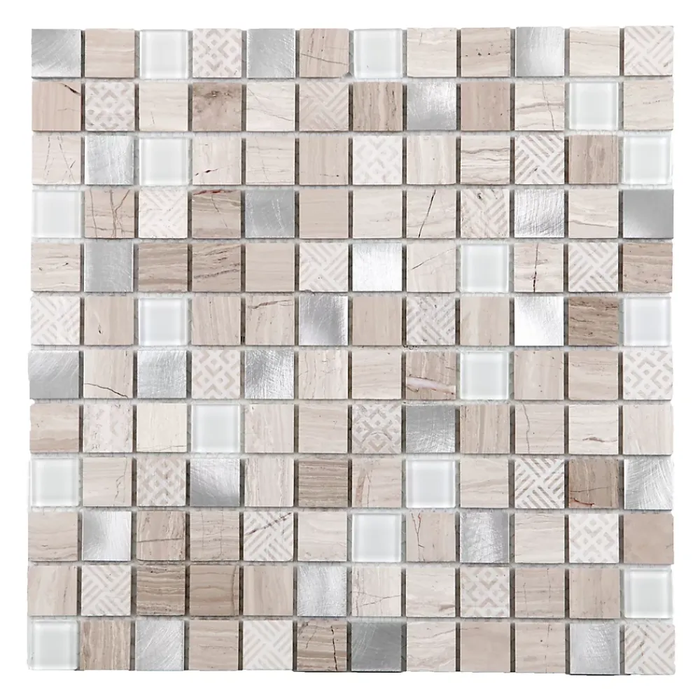 Mat Inter Mosaïque Pour Salle De Bains|Mosaïque Pour Wc<Mosaïque verre et marbre Colza beige L. 30,5 x l. 30,5 cm