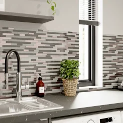 GoodHome Mosaïque Pour Douche|Mosaïque Pour Wc<Mosaïque verre gris 30x30cm Foxe