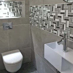 Mat Inter Mosaïque verre Xavier gris L. 27,5 x l. 31,5 cm- Mosaïque Pour Wc|Mosaïque Pour Salle De Bains