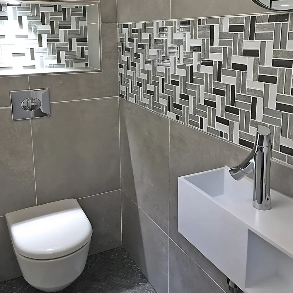 Mat Inter Mosaïque verre Xavier gris L. 27,5 x l. 31,5 cm- Mosaïque Pour Wc|Mosaïque Pour Salle De Bains