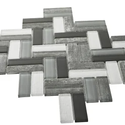 Mat Inter Mosaïque verre Xavier gris L. 27,5 x l. 31,5 cm- Mosaïque Pour Wc|Mosaïque Pour Salle De Bains