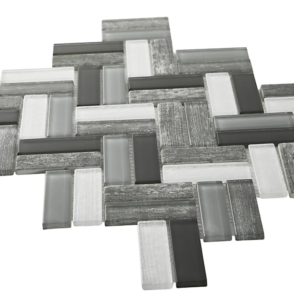 Mat Inter Mosaïque verre Xavier gris L. 27,5 x l. 31,5 cm- Mosaïque Pour Wc|Mosaïque Pour Salle De Bains