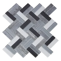 Mat Inter Mosaïque verre Xavier gris L. 27,5 x l. 31,5 cm- Mosaïque Pour Wc|Mosaïque Pour Salle De Bains