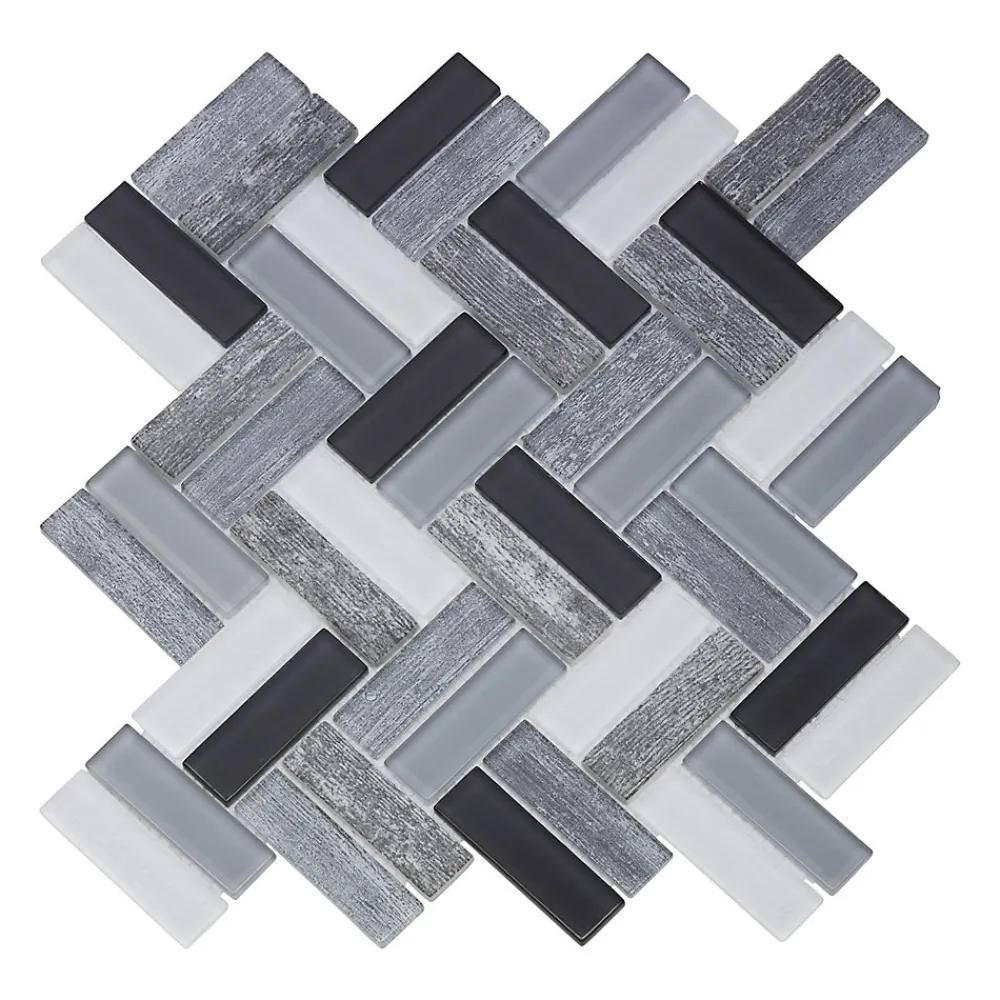 Mat Inter Mosaïque verre Xavier gris L. 27,5 x l. 31,5 cm- Mosaïque Pour Wc|Mosaïque Pour Salle De Bains