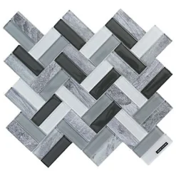 Mat Inter Mosaïque verre Xavier gris L. 27,5 x l. 31,5 cm- Mosaïque Pour Wc|Mosaïque Pour Salle De Bains