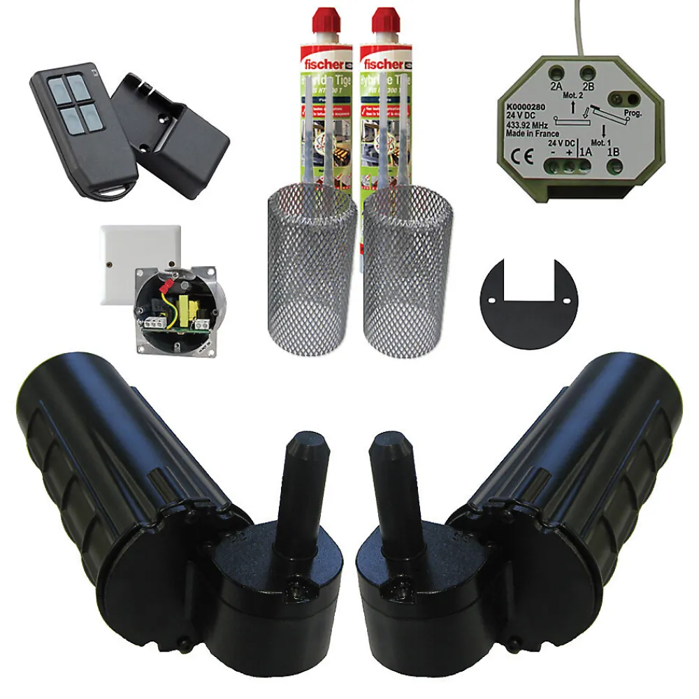 Slid’Up By Mantion Motorisation pour volet 2 battants SLID'UP URANUS radio - gond 14 mm - kit scellement - alimentation à encastrer- Volet Battant