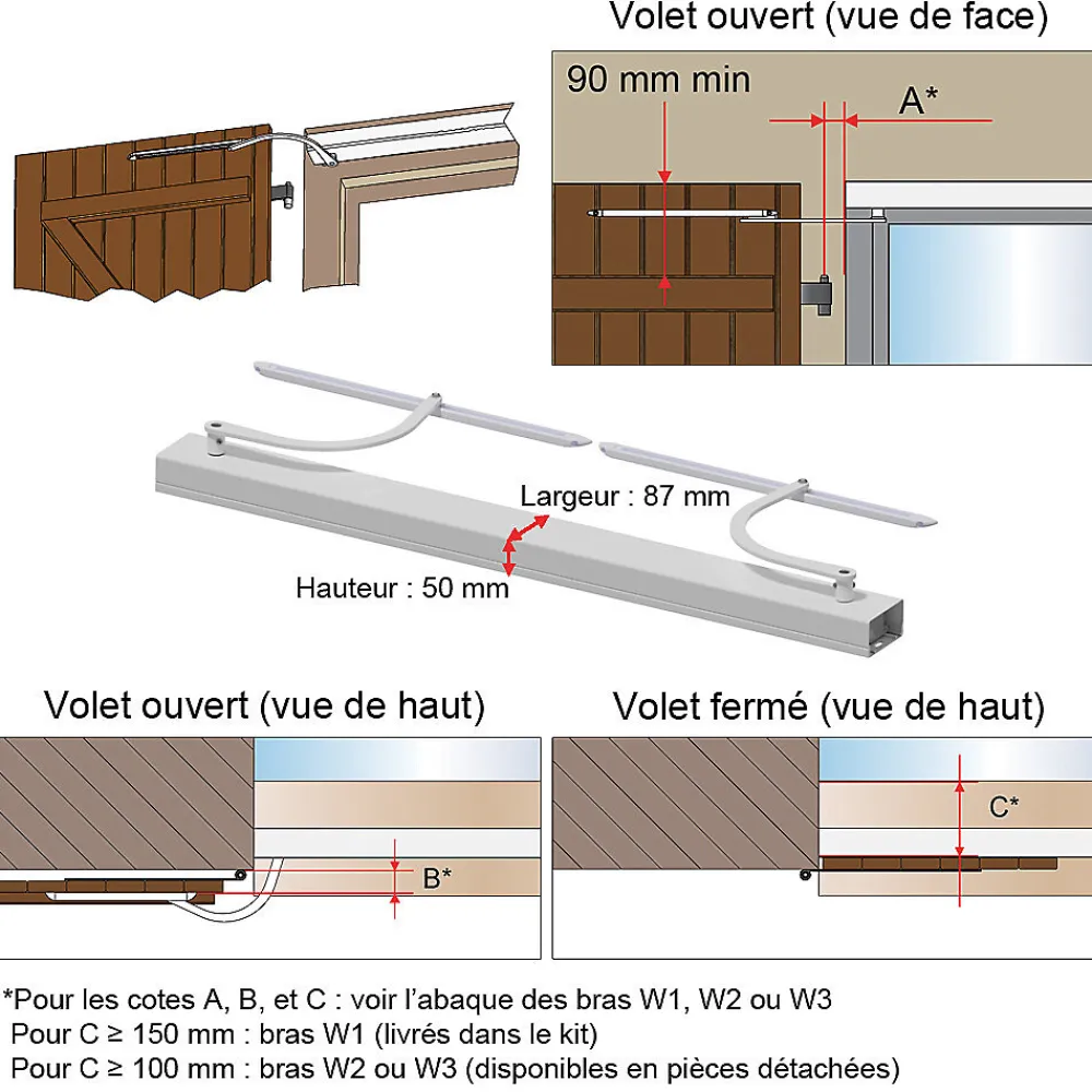 Slid’Up By Mantion Motorisation pour volet 1 battant SLID'UP WINEO filaire - baie 400 à 800 mm - blanc- Volet Battant