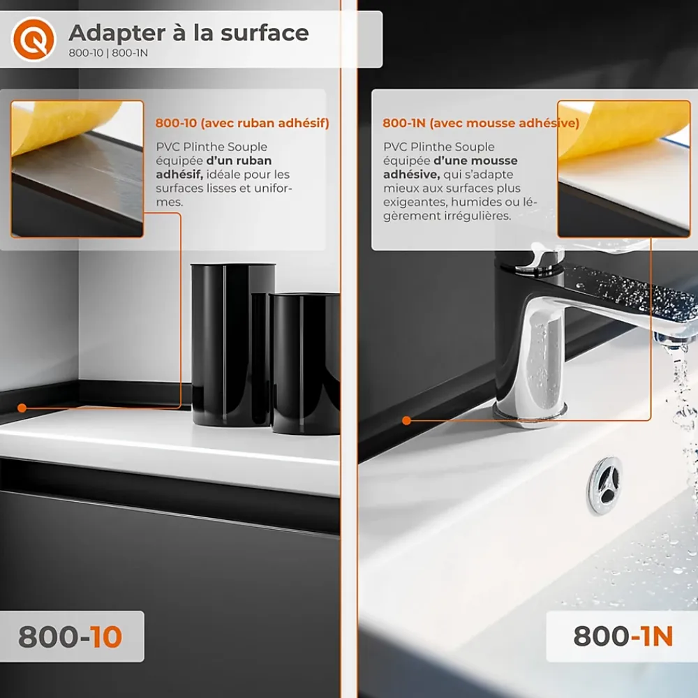 Quest Plinthe Pour Sol En Vinyle Et Pvc<Moulure Souple Auto-Adhésive en PVC 10x10 mm, Plinthe Souple, Bande Élastique pour Finitions et Étanchéité des Jonctions, blanc, 5